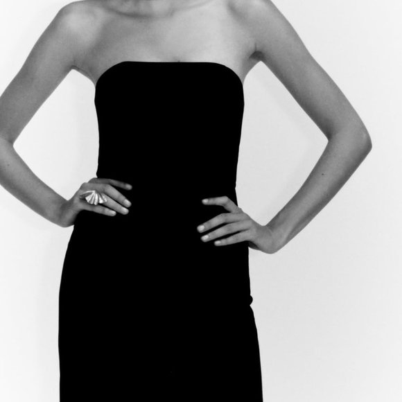 ZARA DRAPED DRESS WITH CHOKER  BLACK - SCARF TOP NECK TIE S/M stretch - Picture 3 of 10